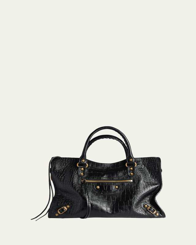 Le City Medium Croc-Embossed Leather Crossbody Bag